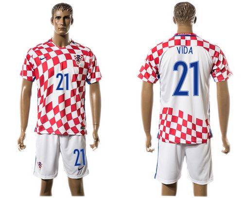 Croatia #21 Vida Home Soccer Country Jersey